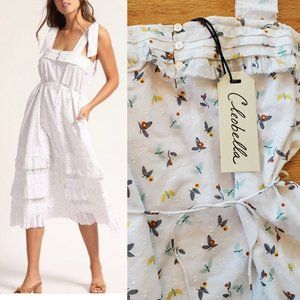 Cleobella; Zane Eyelet Bird Flowers Midi Dress; Sz: M